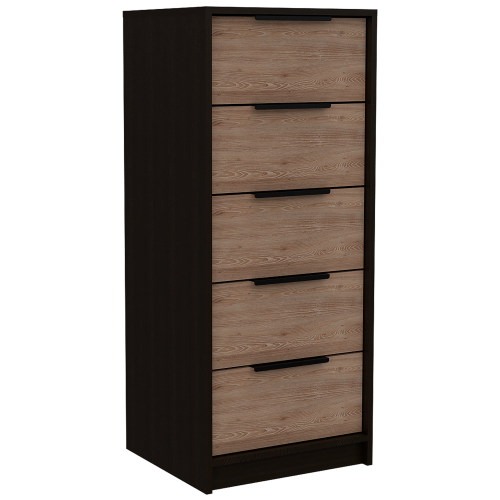 Combo Kaia, Wengue y Miel, incluye base cama, closet con dos puertas y cómodas
