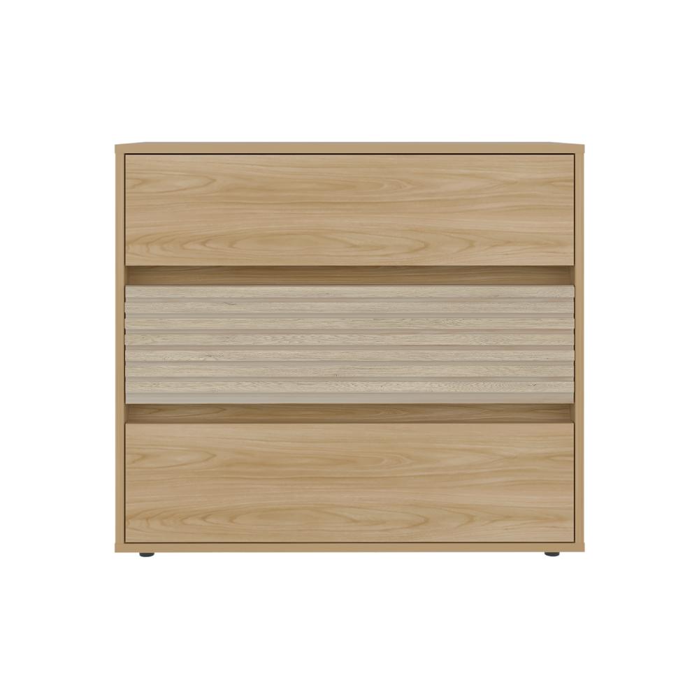 Organizador Wandda,Fresno Europeo y Roble Natural, con tres cajones