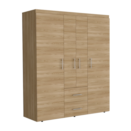 Closet Bariloche Bombay Eco, Fresno Europeo y Wengue , con Variedad de Entrepaños y Cuatro Puertas Abatibles