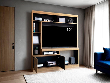 Estante Tv 65", Café Claro Y Negro