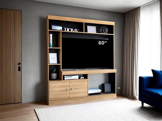 Estante Tv 65", Café Claro Y Negro