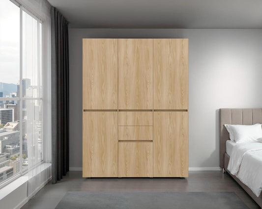 Closet Siruela 150, Fresno Europeo y Wengue, con Seis Puertas y Gran Capacidad de Almacenamiento
