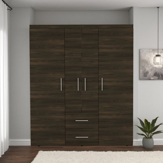 Closet Cuatro Puertas Dos Cajones, FM Furniture 020O, Café Oscuro