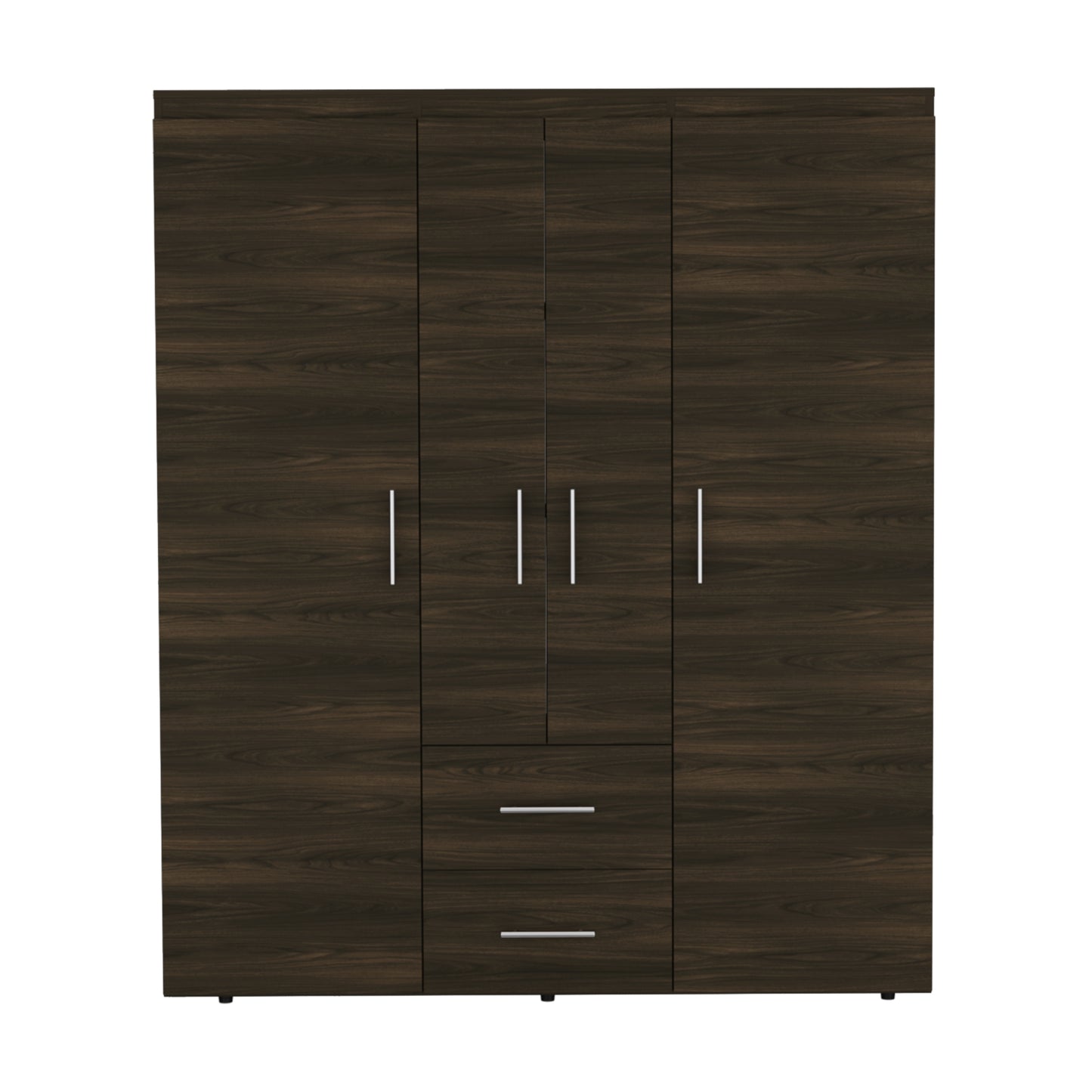 Closet Cuatro Puertas Dos Cajones, FM Furniture 020O, Café Oscuro