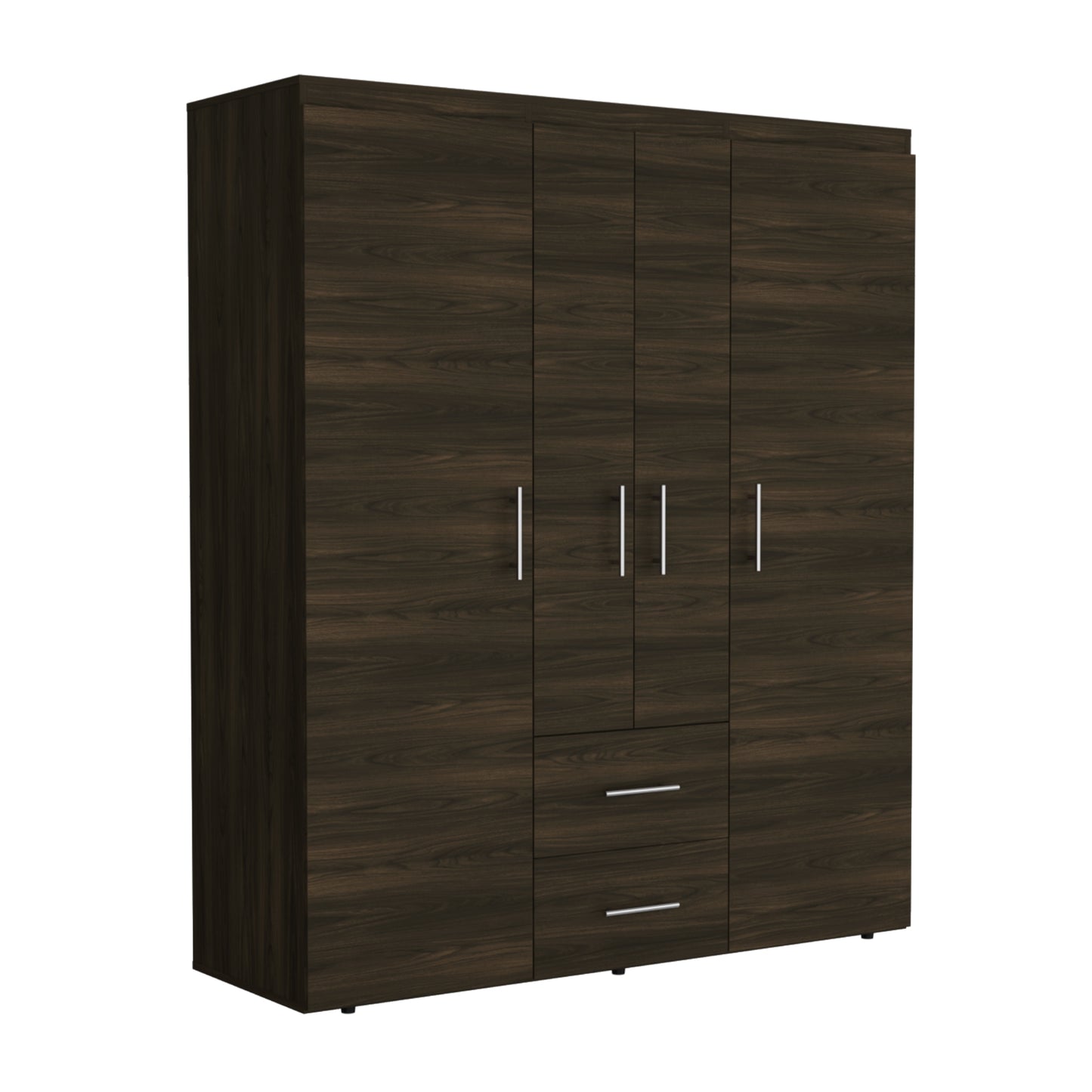 Closet Cuatro Puertas Dos Cajones, FM Furniture 020O, Café Oscuro