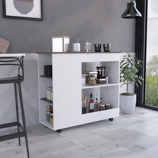 Isla De Cocina Con Ruedas, FM Furniture 002B Blanco
