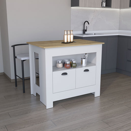 Isla De Cocina Dos Puertas, FM Furniture 005B Blanco