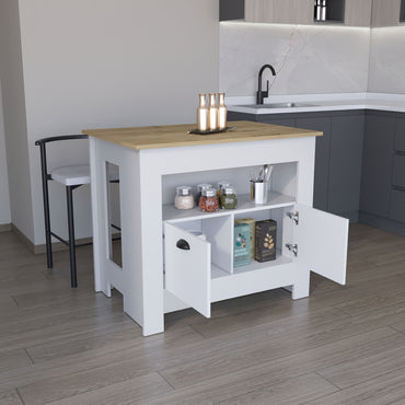 Isla De Cocina Dos Puertas, FM Furniture 005B Blanco