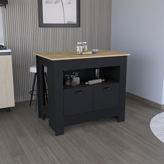Isla De Cocina Dos Puertas, FM Furniture 005N Negro