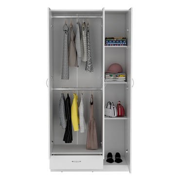 Armario Z-90, Blanco, con amplios espacios y entrepaños para organizar