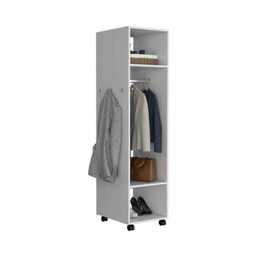 Closet Con Espejo Y Cuatro Ruedas Fm 025B Blanco