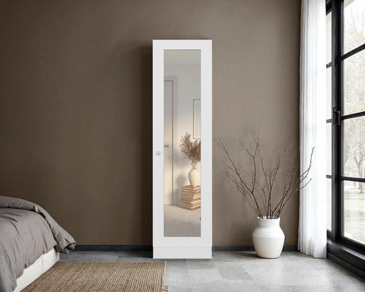 Closet Auxiliar Praga, Blanco Duqueza, incluye espejo y es de facil instalación