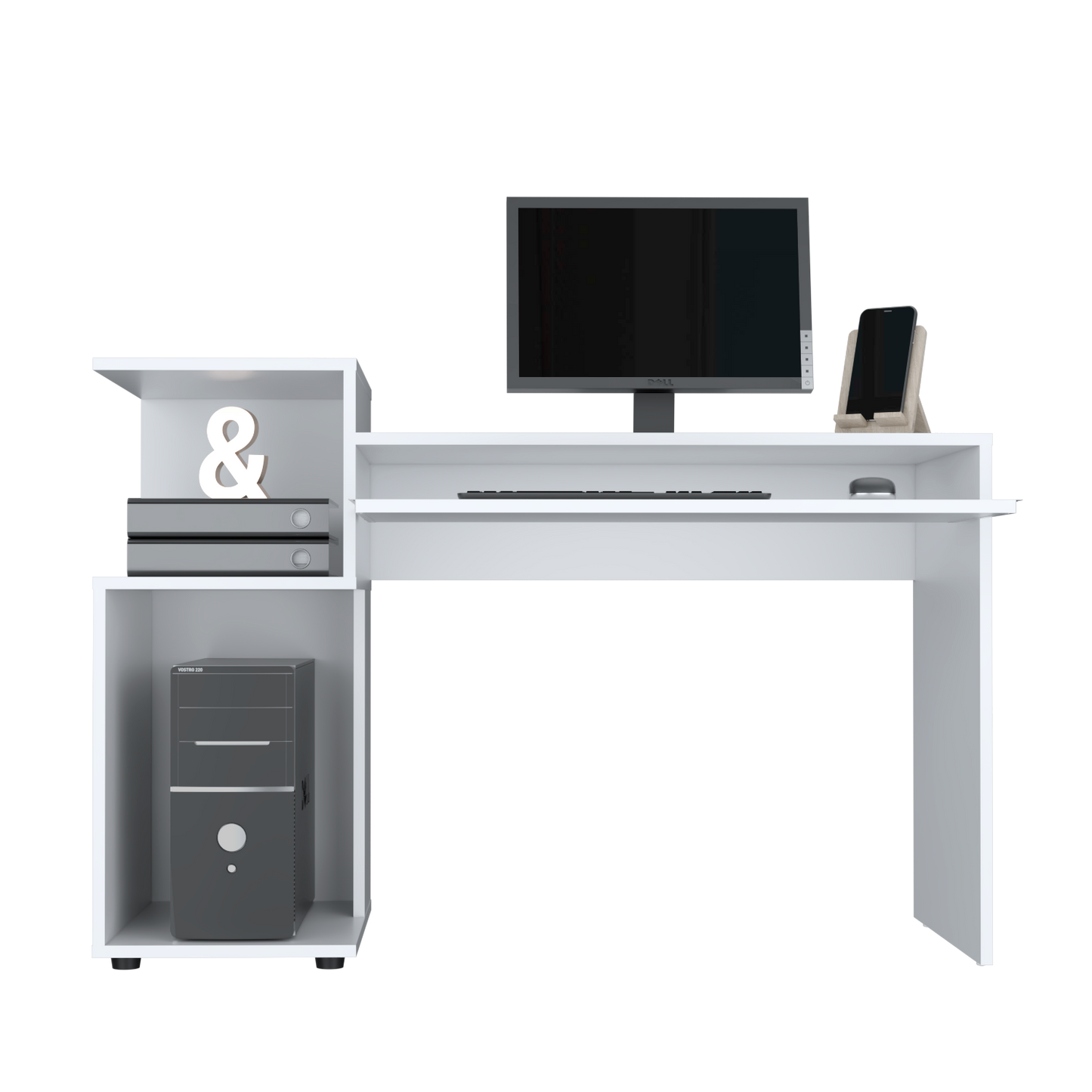 Combo Para Oficina Izan, Blanco, Incluye Escritorio y Biblioteca