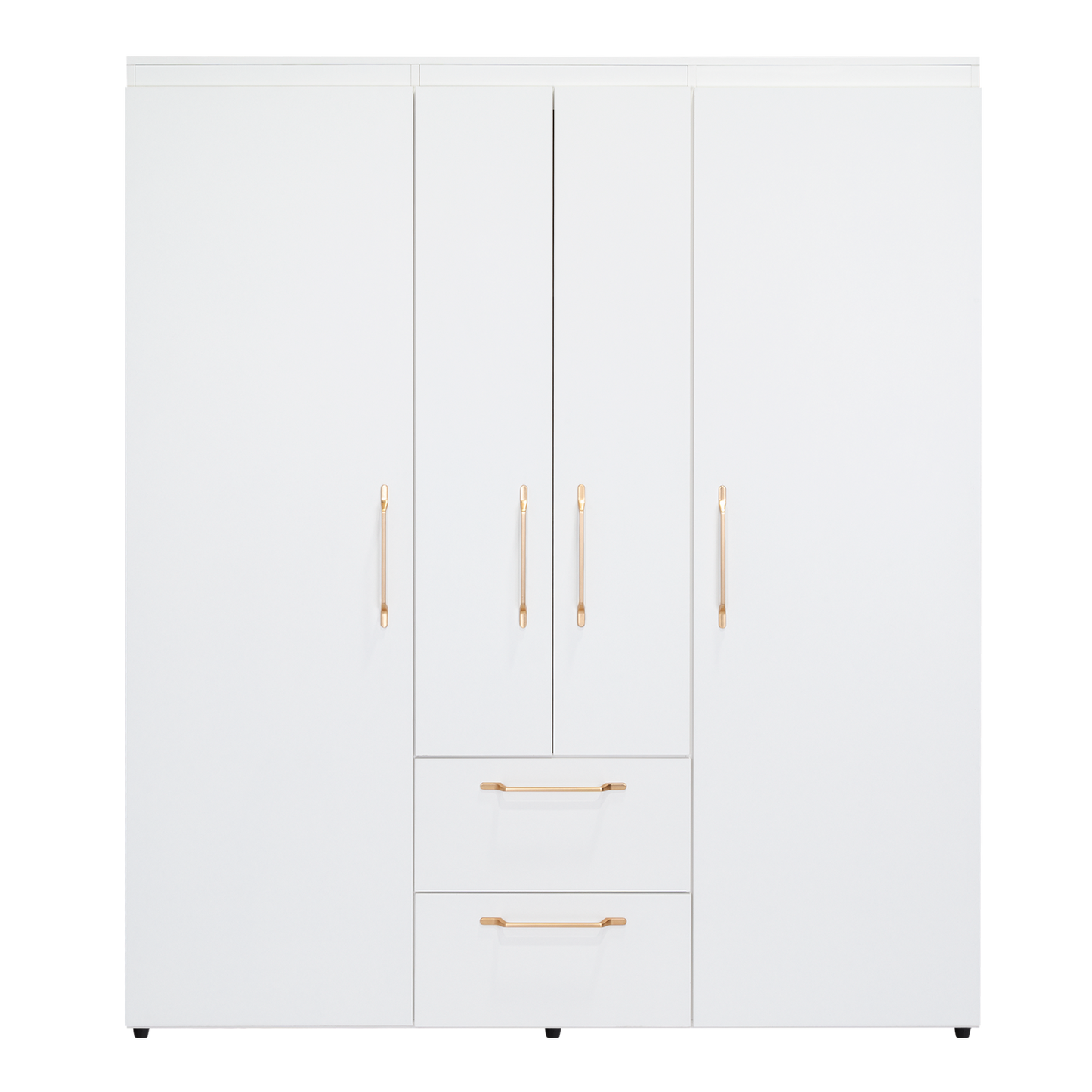 Closet Eco Golden, Blanco y Dorado, Variedad de Entrepaños y Cuatro puertas Abatibles