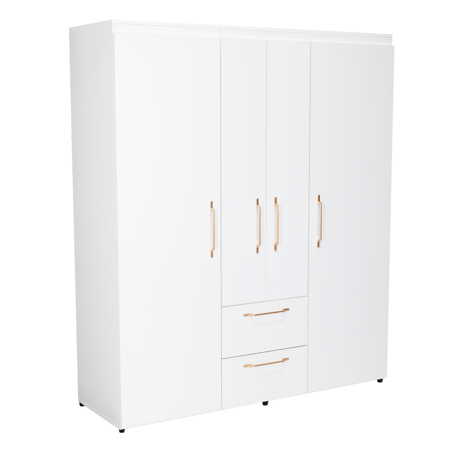 Closet Eco Golden, Blanco y Dorado, Variedad de Entrepaños y Cuatro puertas Abatibles