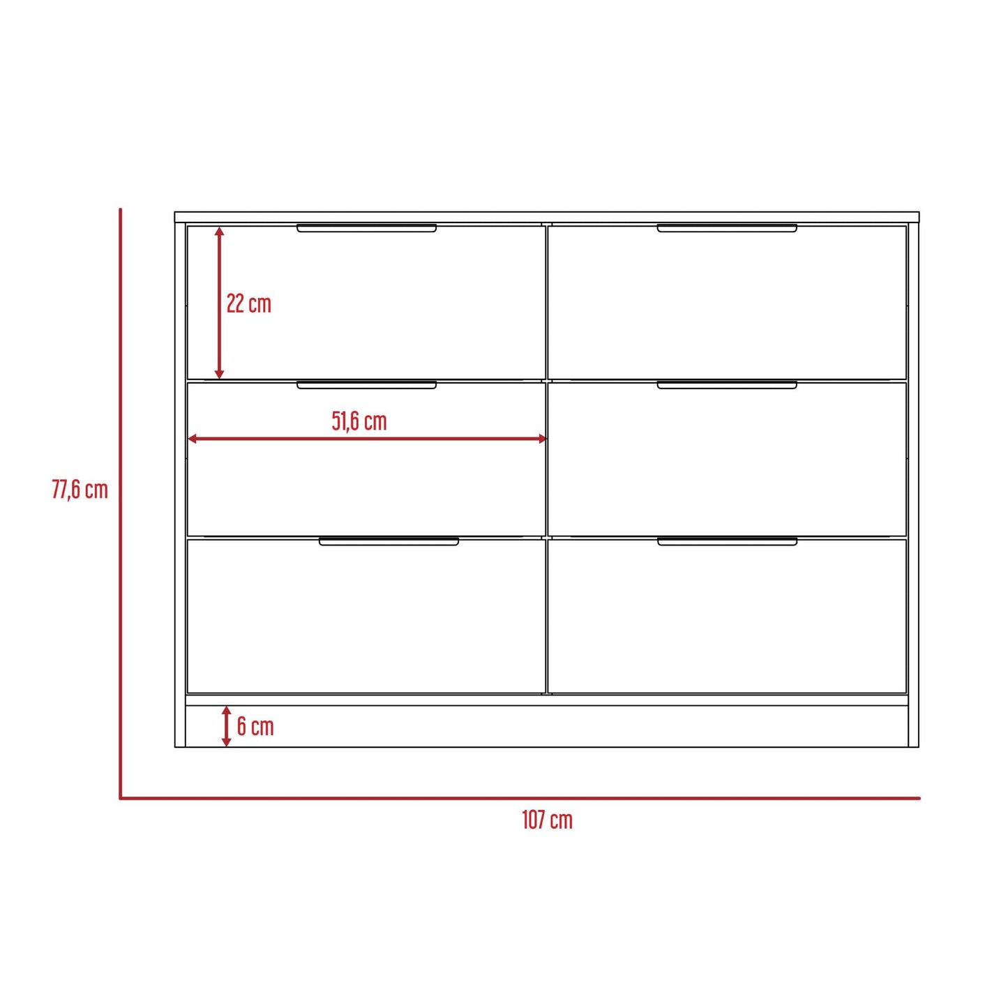 Comoda Cuatro Cajones Dos Puertas Abatibles, FM Furniture 021C, Café Claro