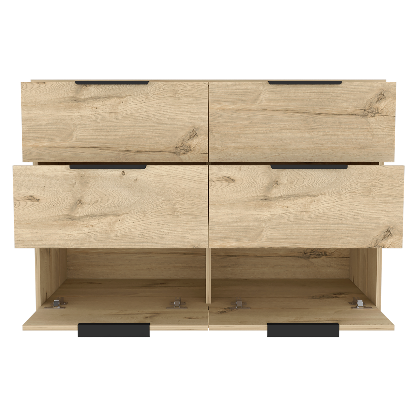 Comoda Cuatro Cajones Dos Puertas Abatibles, FM Furniture 021C, Café Claro