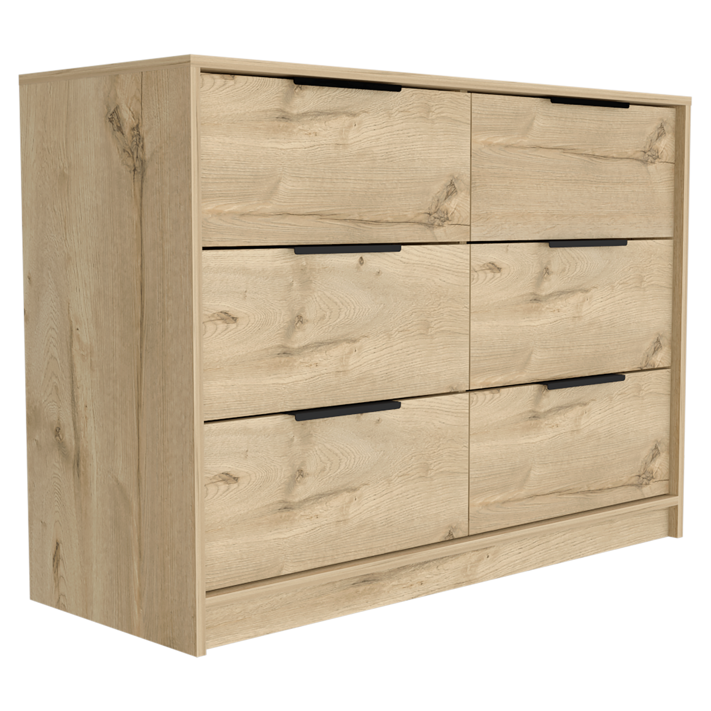 Comoda Cuatro Cajones Dos Puertas Abatibles, FM Furniture 021C, Café Claro