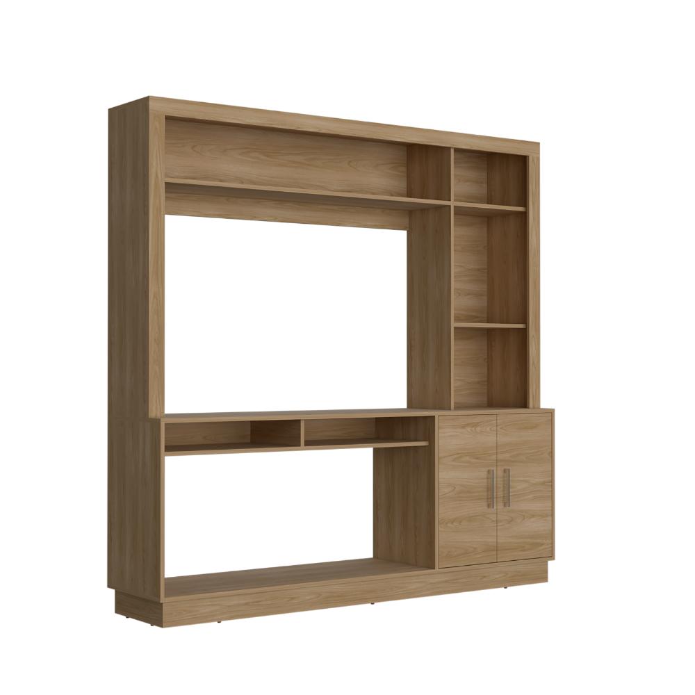 Estante Tv 55" Dos Puertas, Café Claro