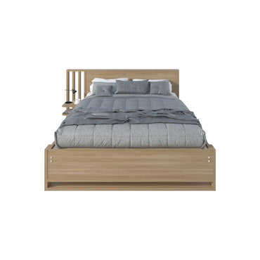 Cama Doble Vanez, Fresno Europeo, con espaldar alto incluyendo tendida de tablas