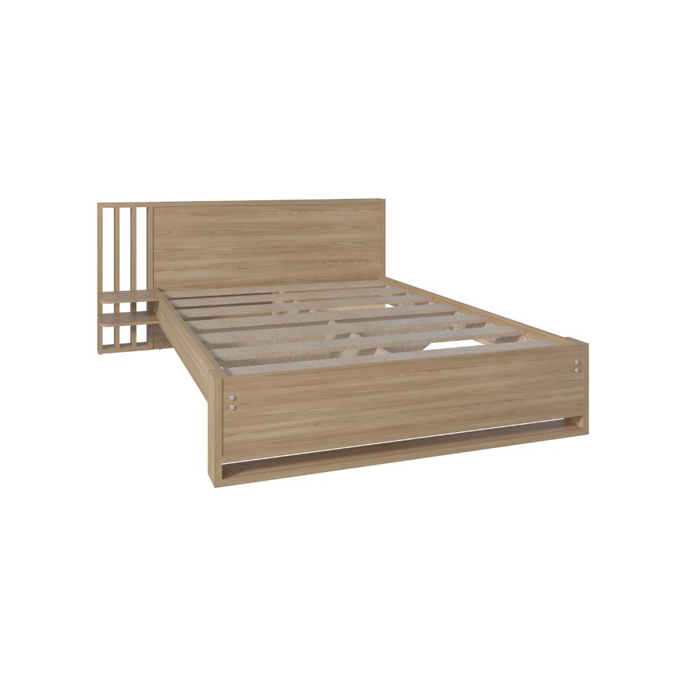 Cama Doble Vanez, Fresno Europeo, con espaldar alto incluyendo tendida de tablas