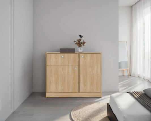 Cómoda Praga, Fresno Europeo, con deslizadores en U para una facil movilidad