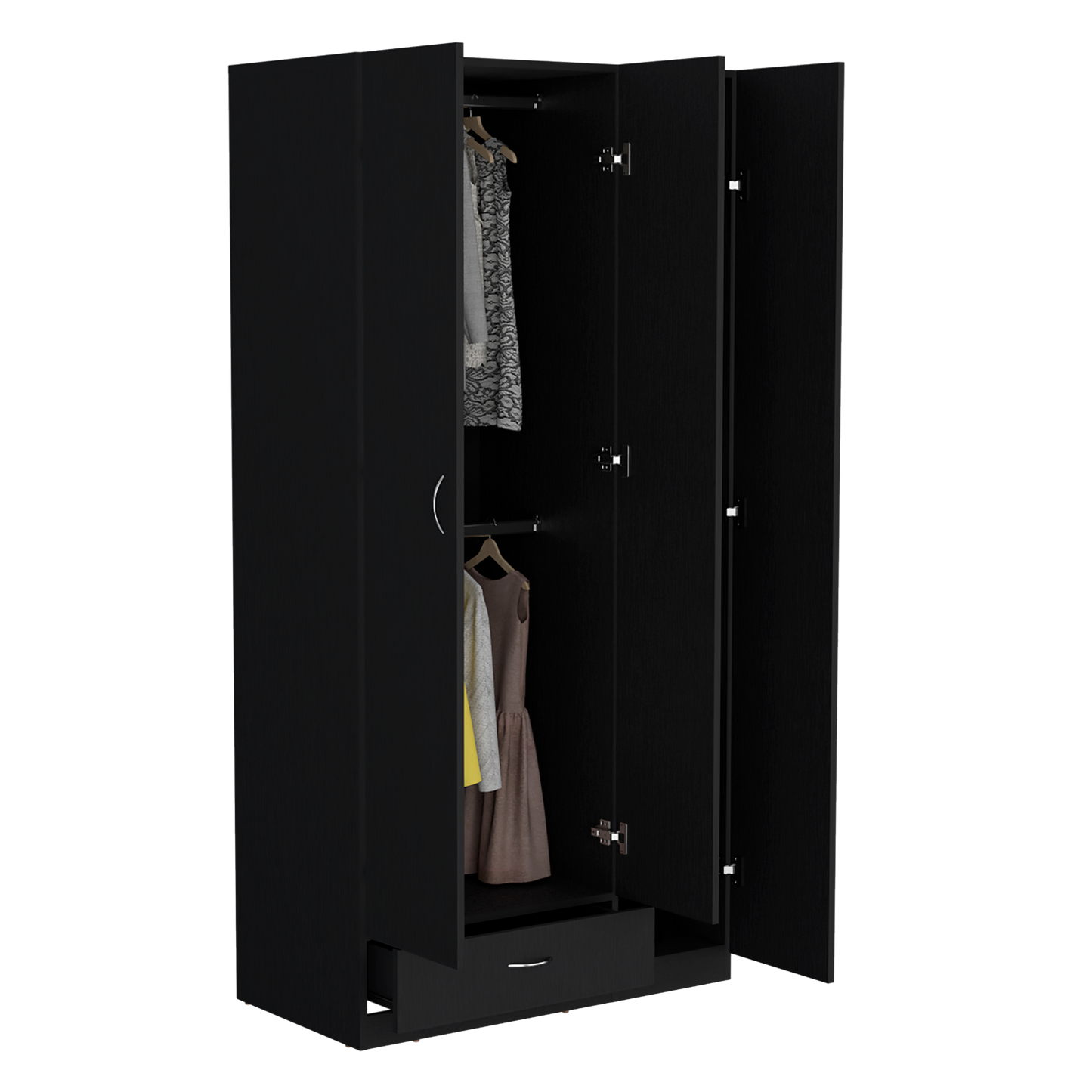 Armario Z-90, Wengue, con amplios espacios y entrepaños para organizar