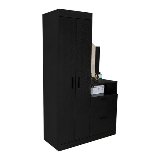 Closet Comoda Praga Tres Puertas Un Cajon, Wengue, con diseño moderno incluye Espejo