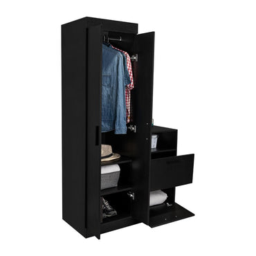 Closet Comoda Praga Tres Puertas Un Cajon, Wengue, con diseño moderno incluye Espejo