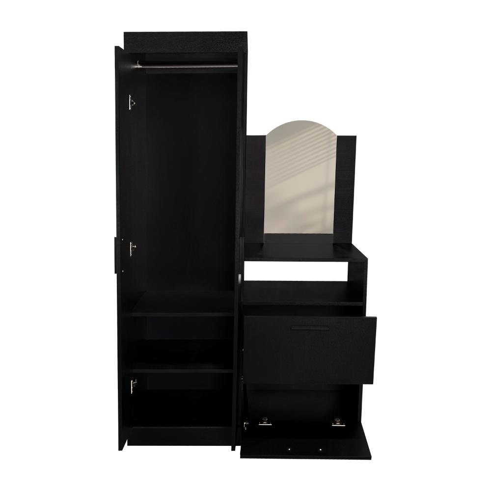 Closet Comoda Praga Tres Puertas Un Cajon, Wengue, con diseño moderno incluye Espejo