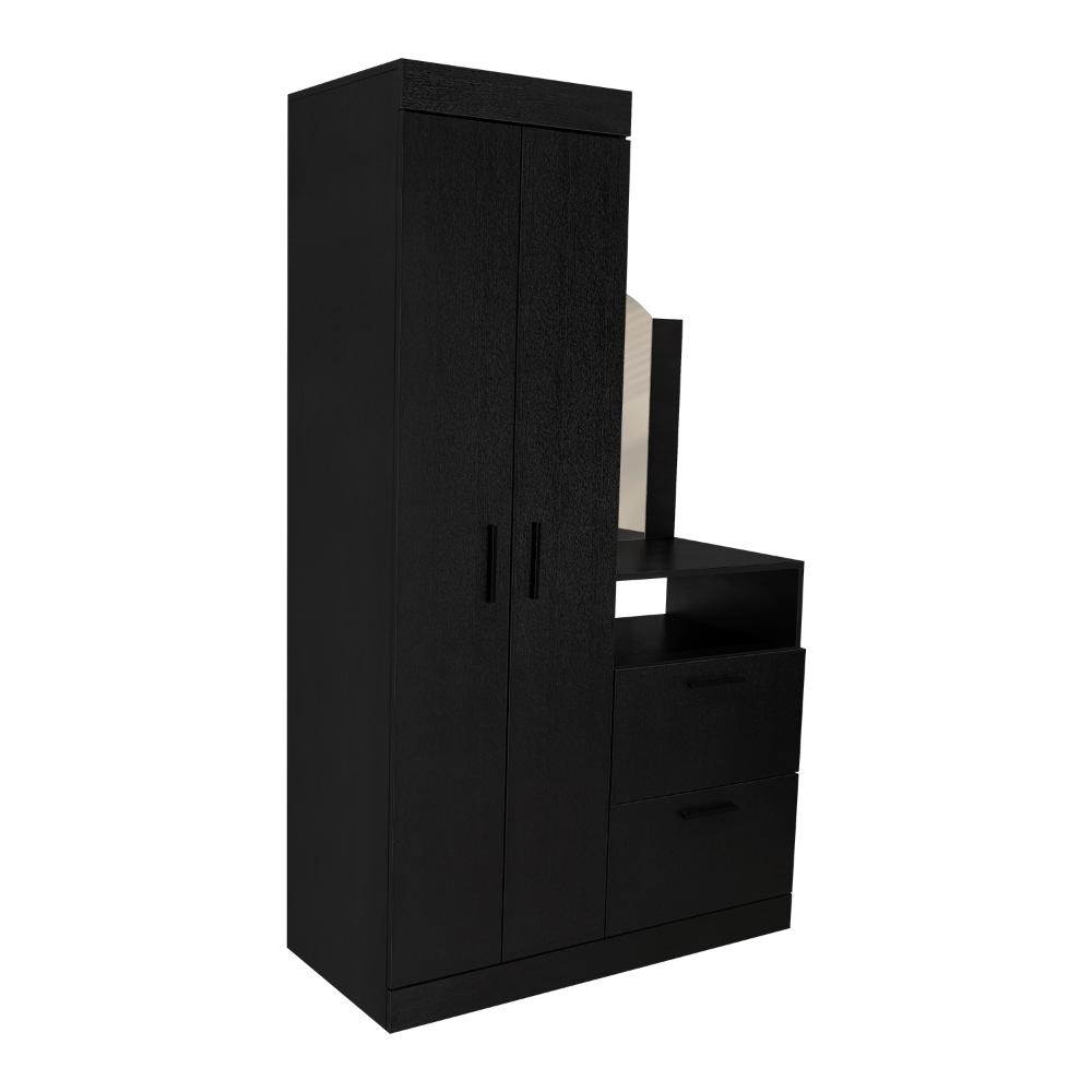 Closet Comoda Praga Tres Puertas Un Cajon, Wengue, con diseño moderno incluye Espejo