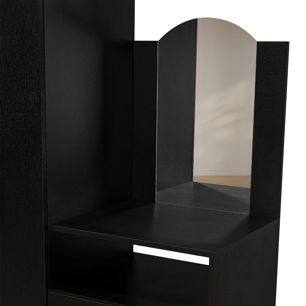 Closet Comoda Praga Tres Puertas Un Cajon, Wengue, con diseño moderno incluye Espejo