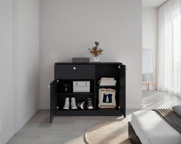 Cómoda Praga, Wengue, con deslizadores en U para una facil movilidad