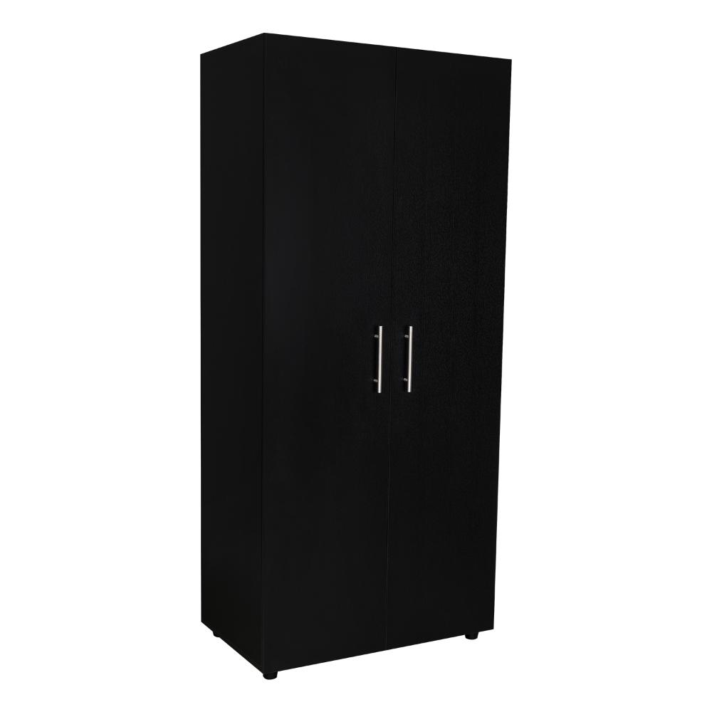 Closet Tera, Wengue y Negro, Dos Puertas Abatibles y Dos Tubos Cromados