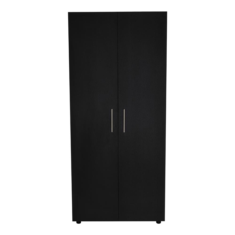 Closet Tera, Wengue y Negro, Dos Puertas Abatibles y Dos Tubos Cromados