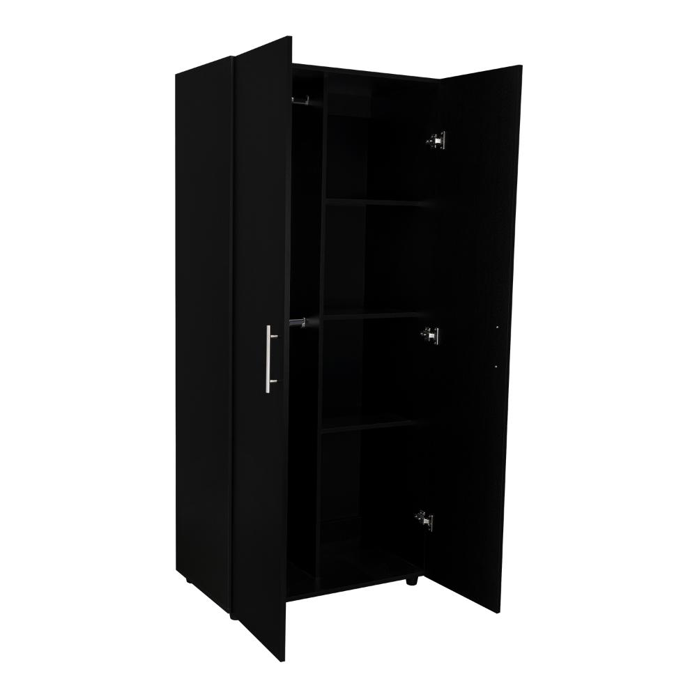 Closet Tera, Wengue y Negro, Dos Puertas Abatibles y Dos Tubos Cromados