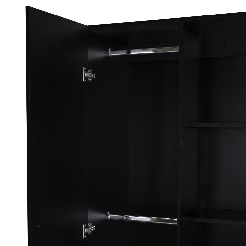 Closet Tera, Wengue y Negro, Dos Puertas Abatibles y Dos Tubos Cromados