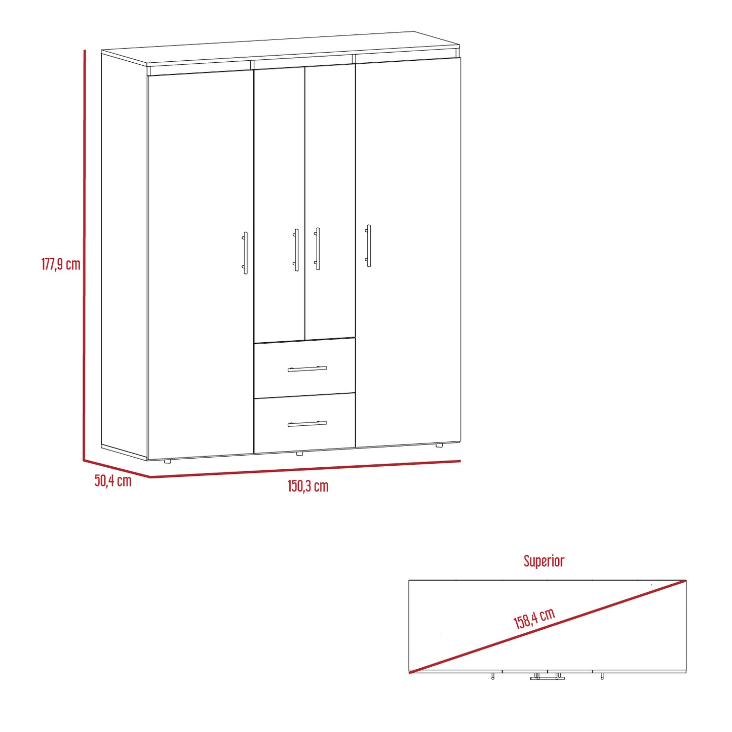 Closet Bariloche Eco 150, Wengue, con amplios espacios y entrepaños para organizar
