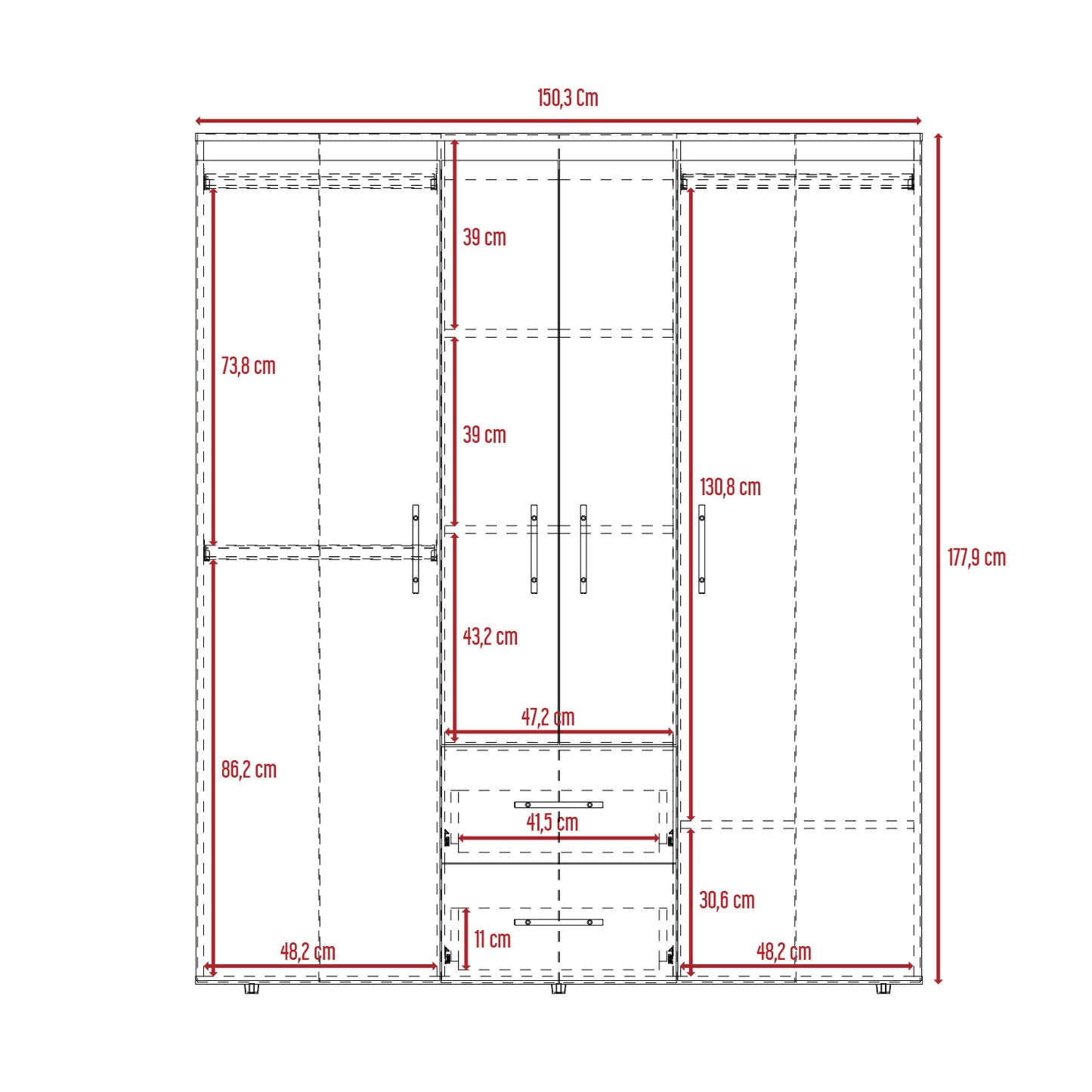 Closet Bariloche Eco 150, Wengue, con amplios espacios y entrepaños para organizar