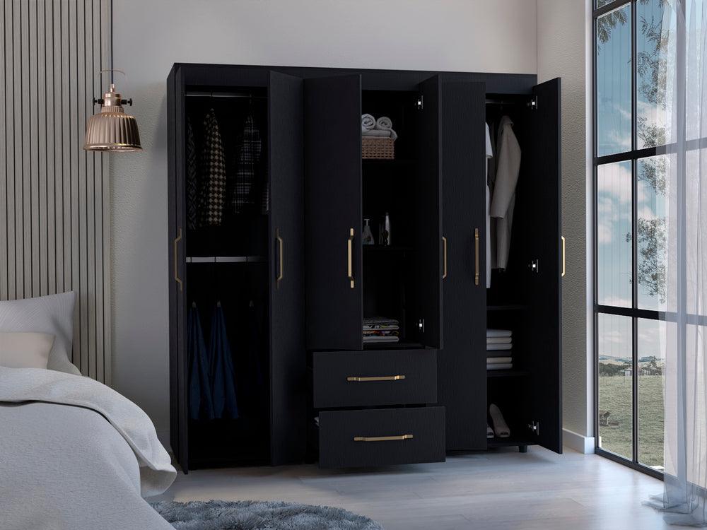 Closet Golden, Wengue, Variedad de Entrepaños y Seis Puertas Abatibles