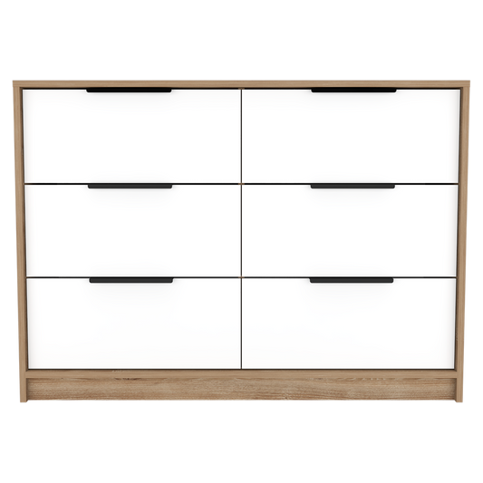 COMODA KASSIO 4 CAJONES 2 PUERTAS ABATIBLES - CAFÉ CLARO / BLANCO