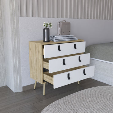 Cajonera Huna, Macadamia y Blanco Marquez, con tres cajones