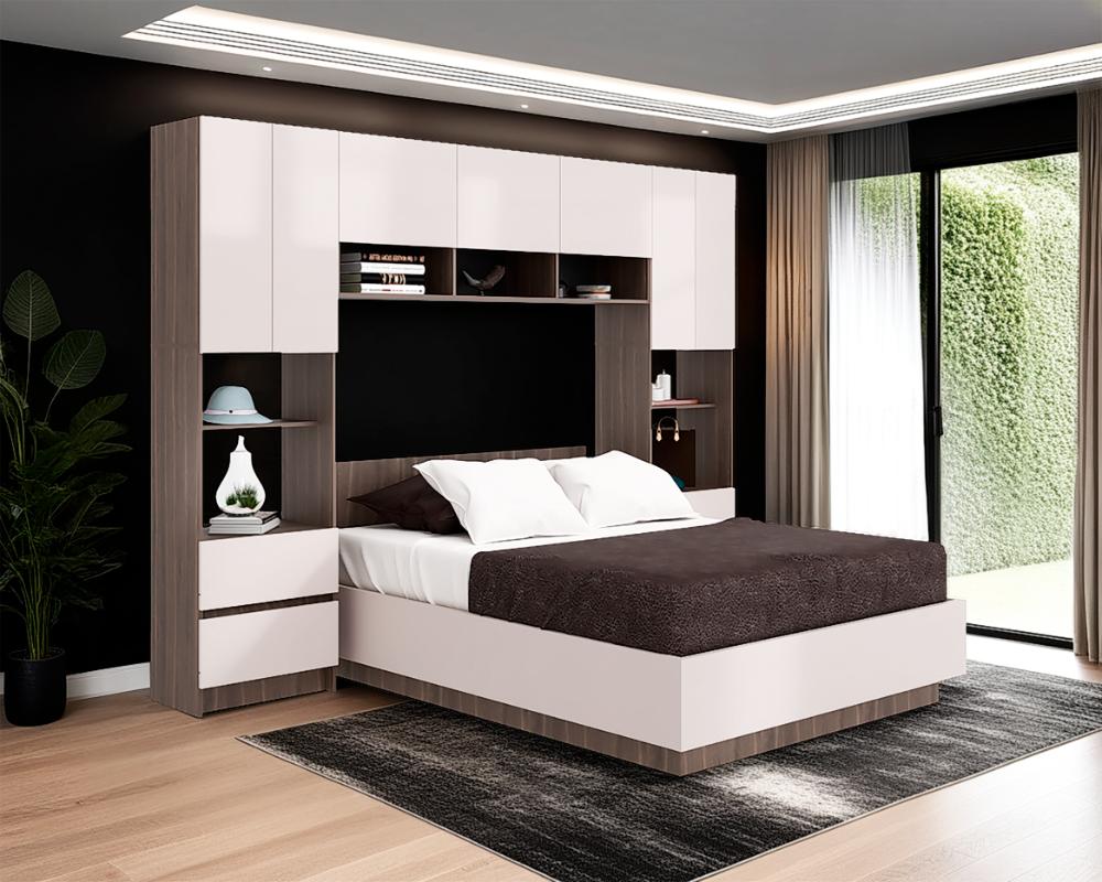 Cama con Closet Deni, Milan y Capri, incluye tendido de tablas y closet con amplios espacios de almacenamiento