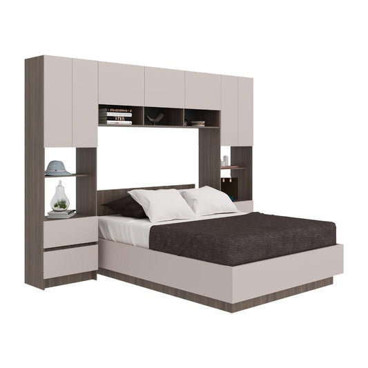 Cama con Closet Deni, Milan y Capri, incluye tendido de tablas y closet con amplios espacios de almacenamiento