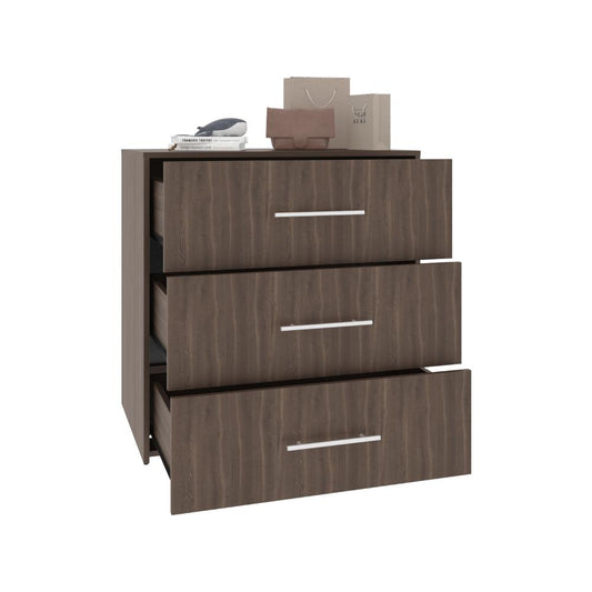 Comoda Bigaf, Milan y Wengue, con tres cajones deslizable para guardar objetos personales