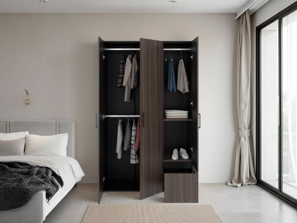 Closet Kenvil, Milan y Wengue, con un cajon y tres puertas