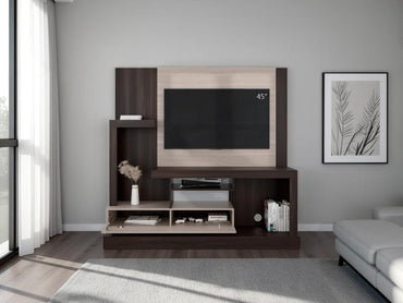 Estante Tv 55" Una Puerta, Café Claro