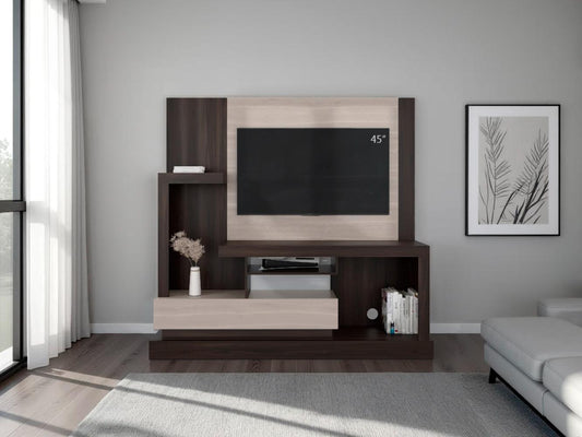 Estante Tv 55" Una Puerta, Café Claro