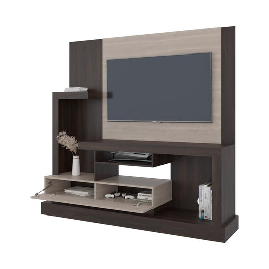 Estante Para Tv Alcaceres, Nogal y Miel, con Espacio Para Televisor de Hasta 55 Pulgadas