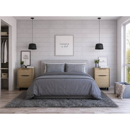 Velador Kaia Un Cajón Una Puerta, Rovere y Blanco